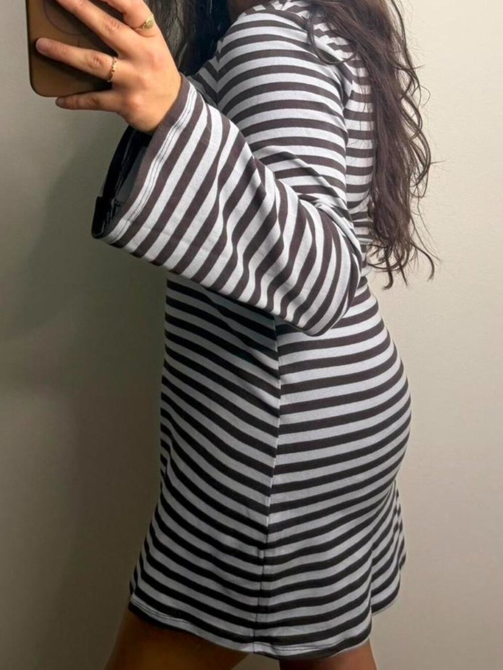 Striped Long Sleeve Midi Dress